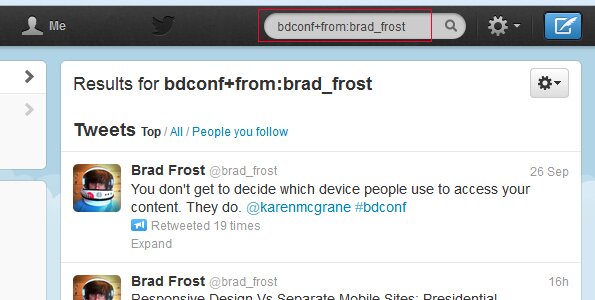 Brad Frost's bdconf twitter news